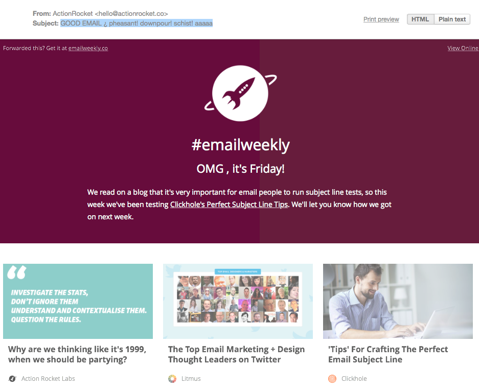 What we’ve learnt from randomly testing #EmailWeekly
